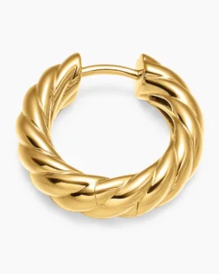 Sculpted Cable Hoop Earrings 18K Yellow Gold, 18.6mm