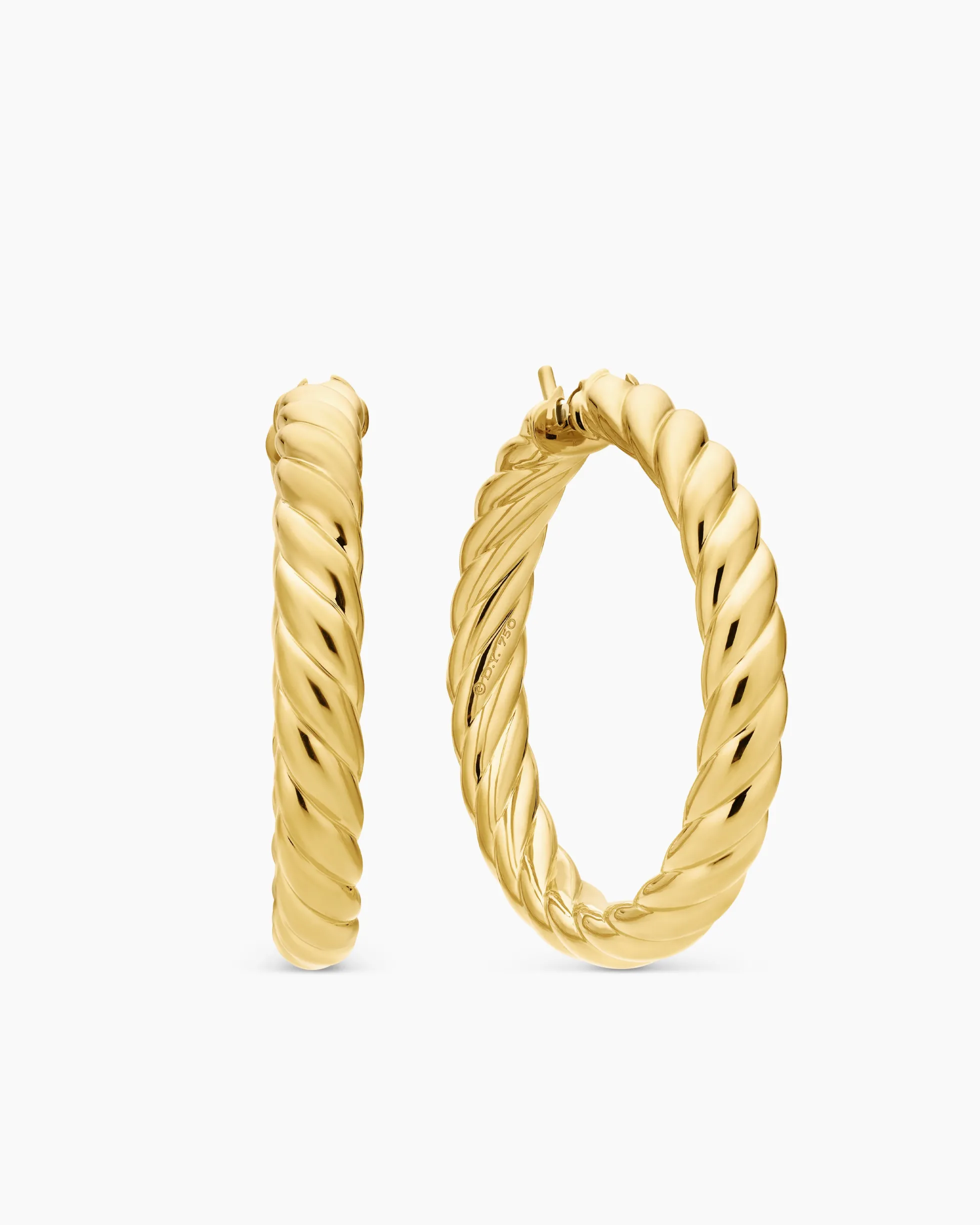 Sculpted Cable Hoop Earrings 18K Yellow Gold, 38mm