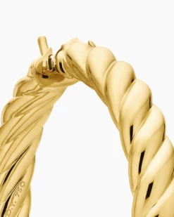 Sculpted Cable Hoop Earrings 18K Yellow Gold, 38mm