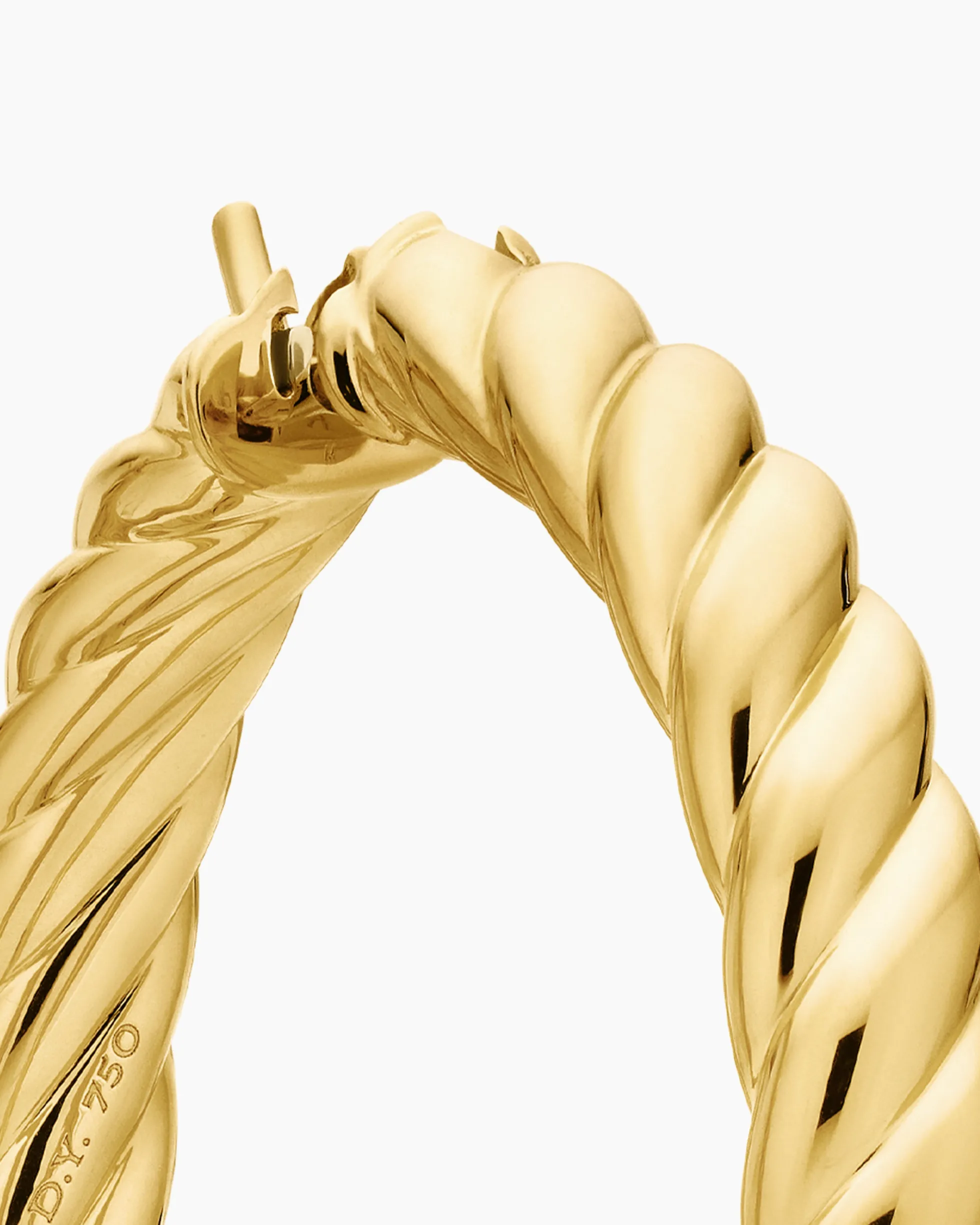 Sculpted Cable Hoop Earrings 18K Yellow Gold, 38mm