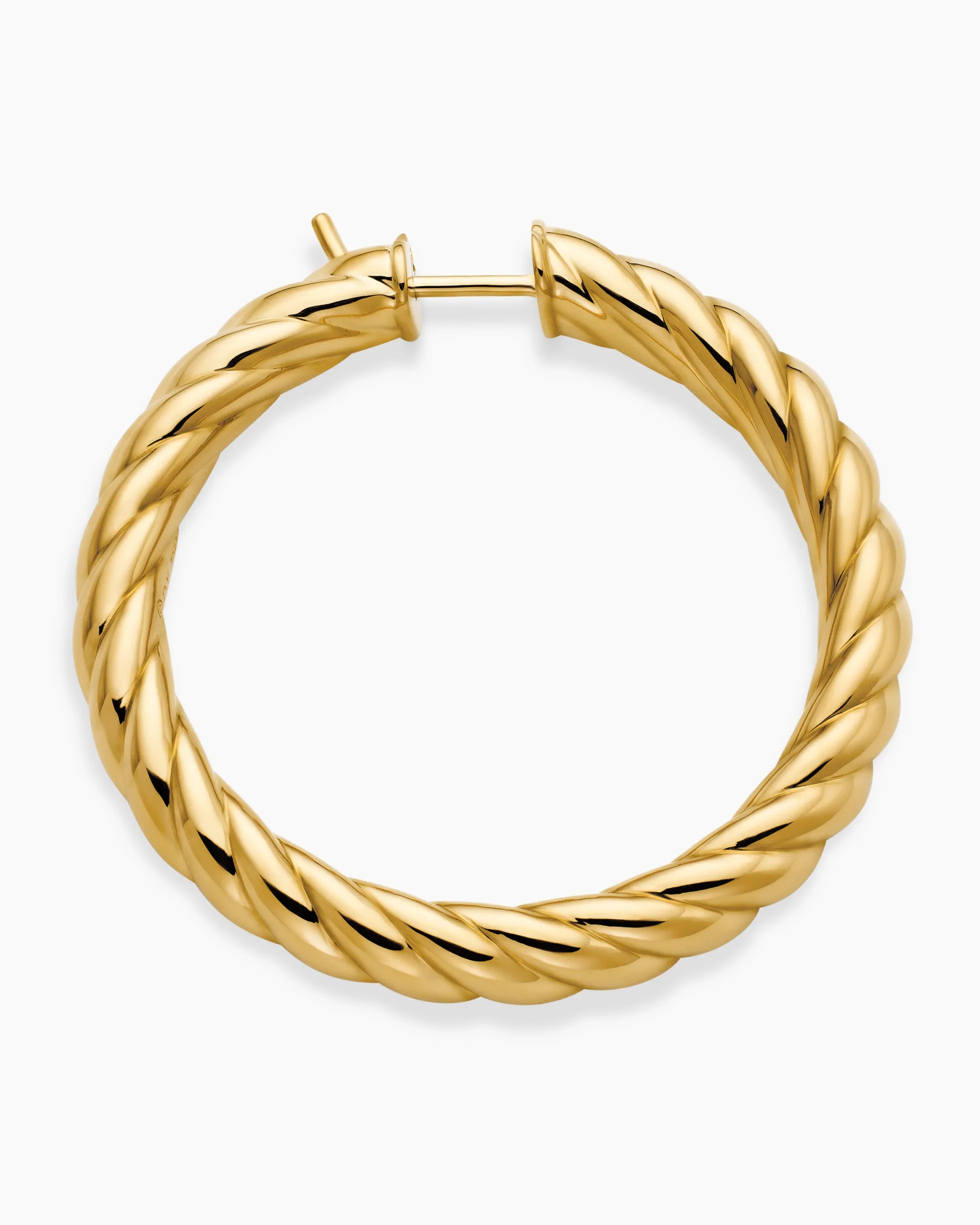 Sculpted Cable Hoop Earrings 18K Yellow Gold, 38mm