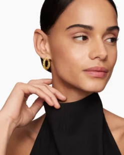 Sculpted Cable Hoop Earrings 18K Yellow Gold, 25.4mm