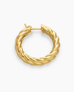 Sculpted Cable Hoop Earrings 18K Yellow Gold, 25.4mm