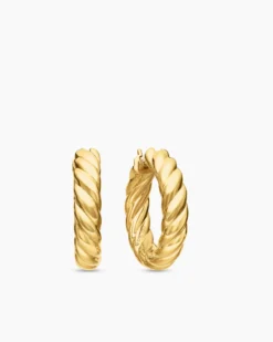 Sculpted Cable Hoop Earrings 18K Yellow Gold, 25.4mm