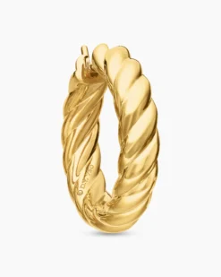 Sculpted Cable Hoop Earrings 18K Yellow Gold, 25.4mm