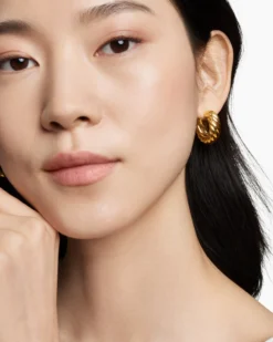 Sculpted Cable Hoop Earrings 18K Yellow Gold, 25mm