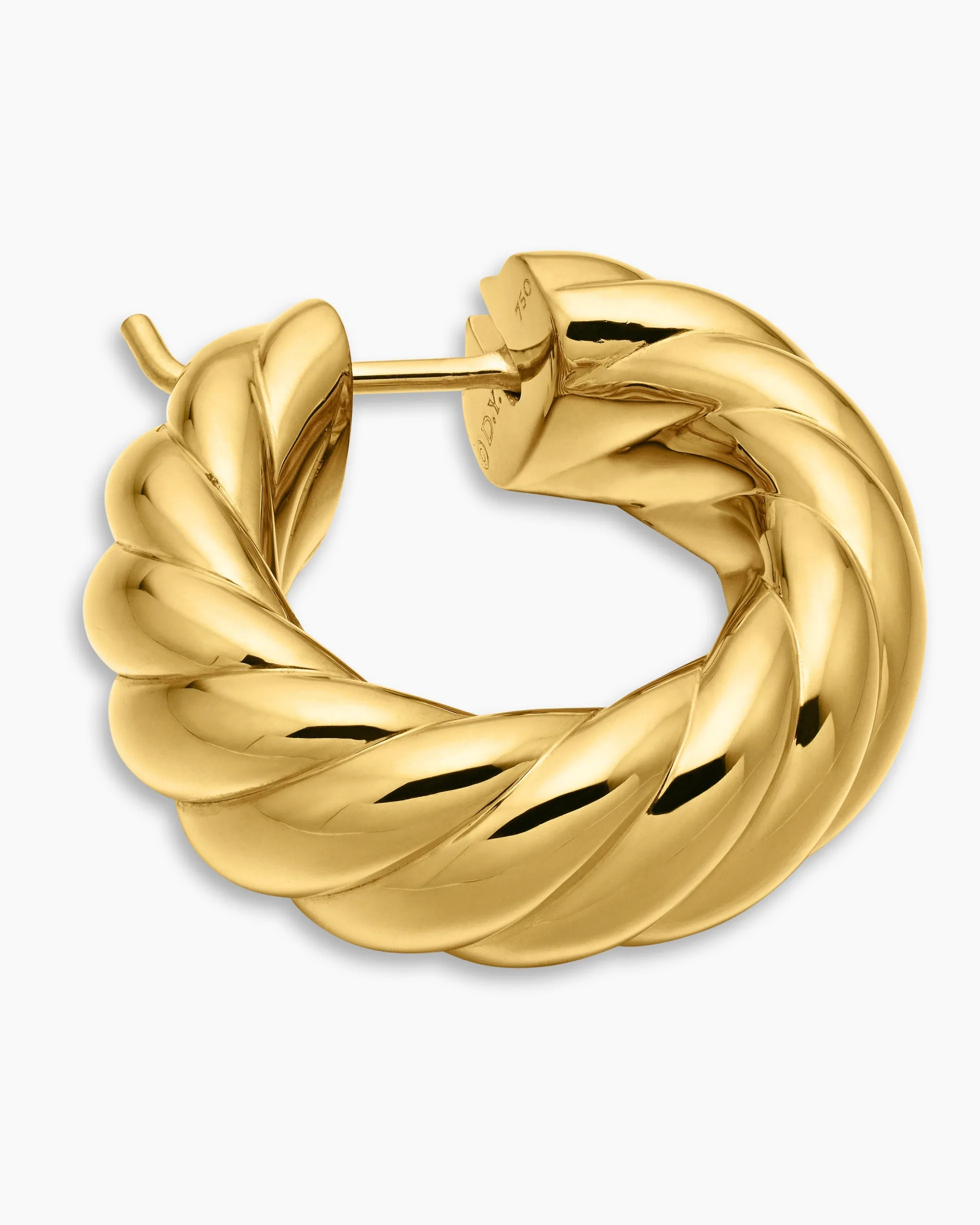 Sculpted Cable Hoop Earrings 18K Yellow Gold, 25mm