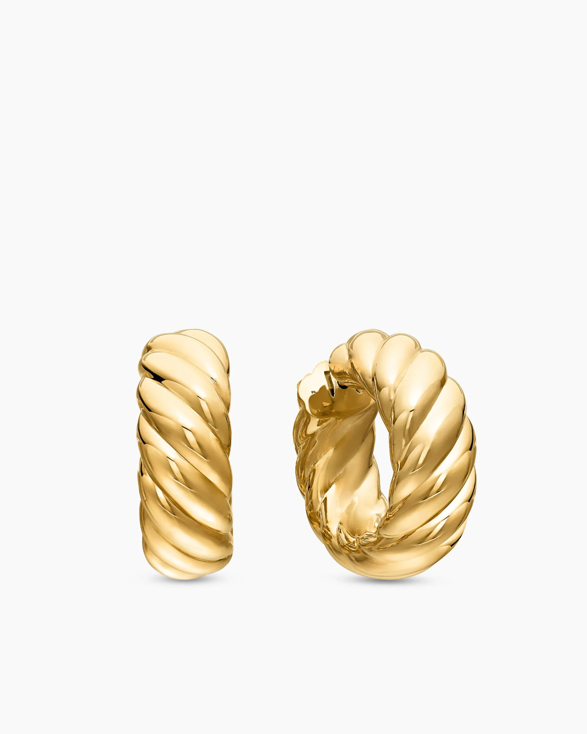Sculpted Cable Hoop Earrings 18K Yellow Gold, 25mm