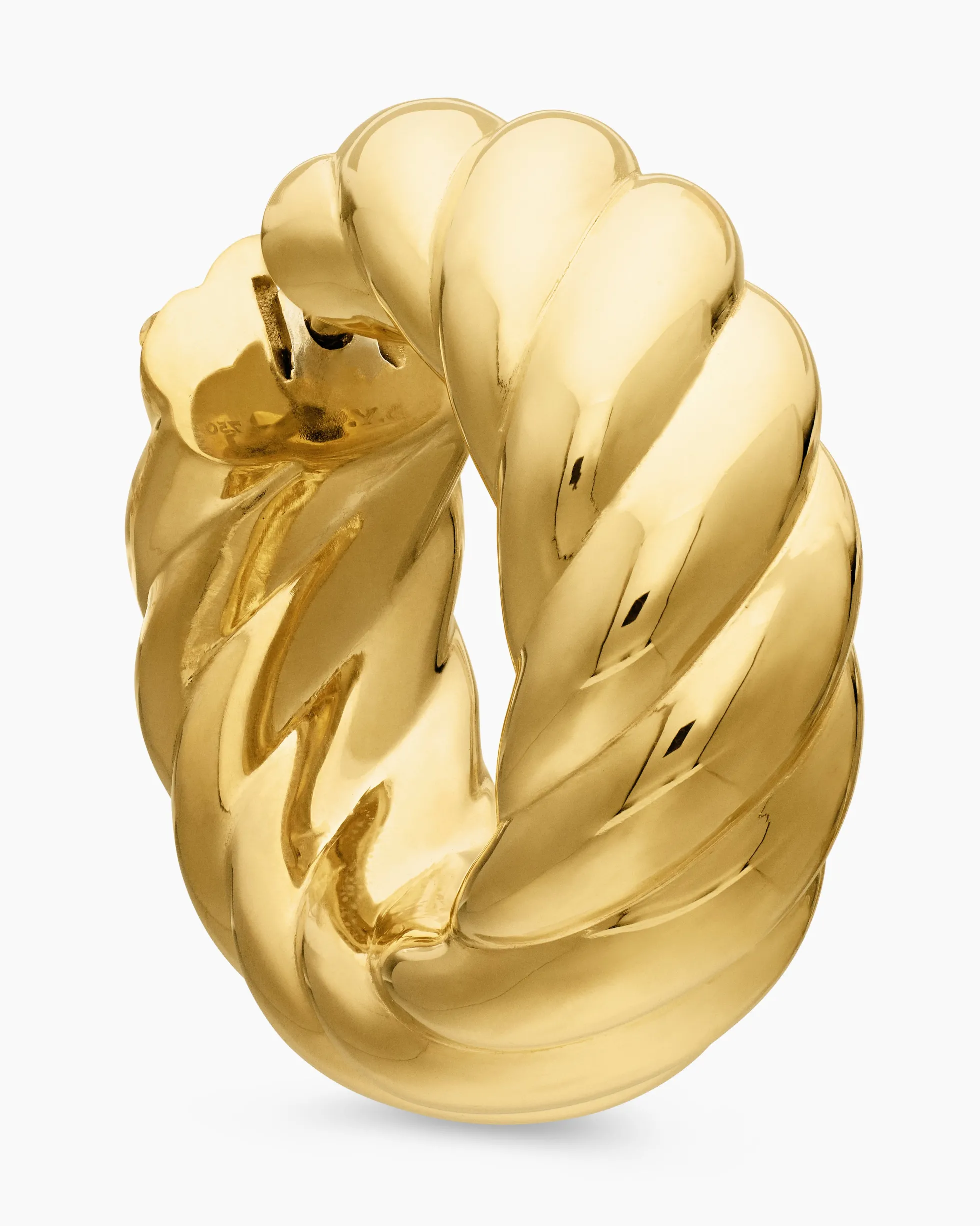 Sculpted Cable Hoop Earrings 18K Yellow Gold, 25mm