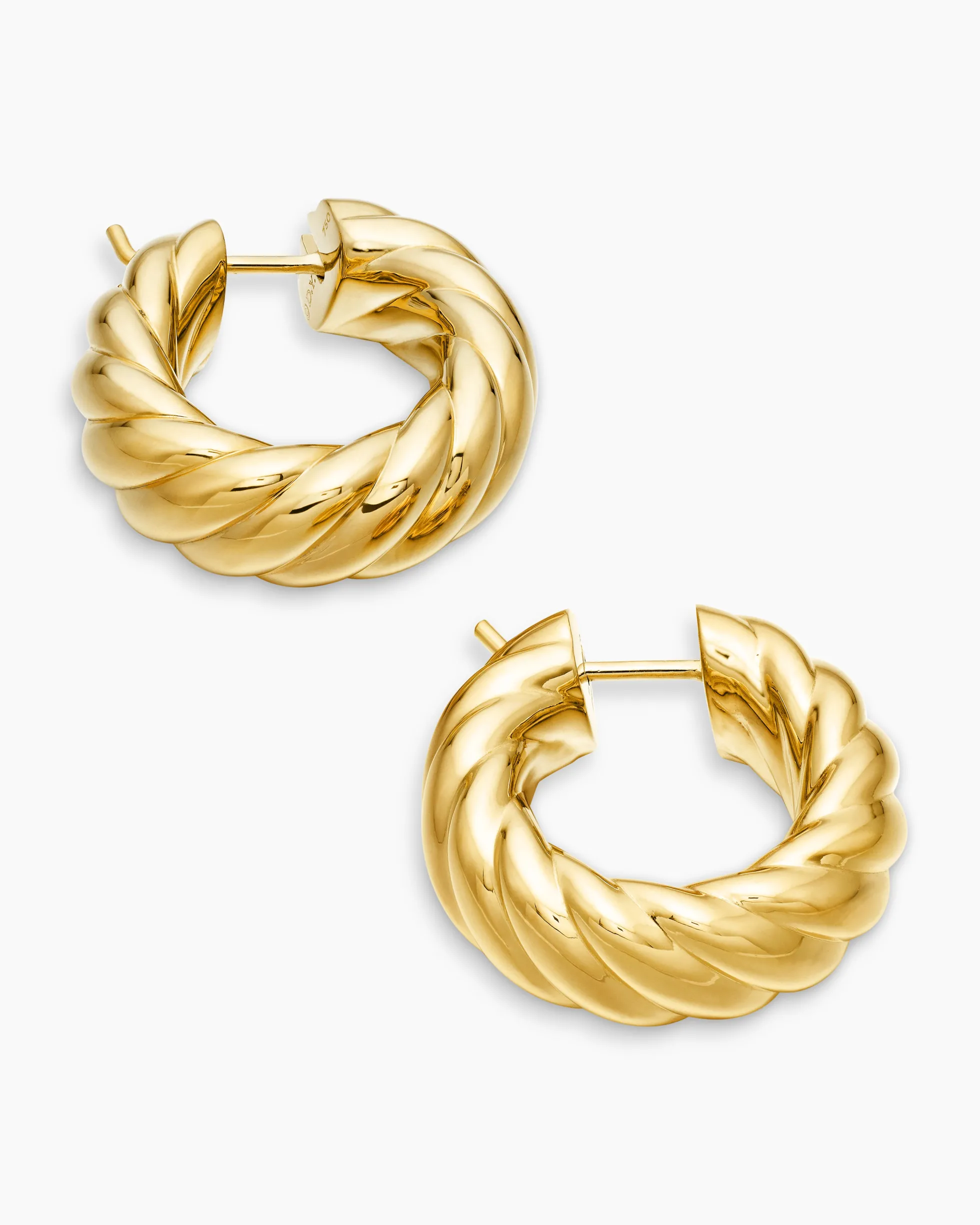Sculpted Cable Hoop Earrings 18K Yellow Gold, 25mm