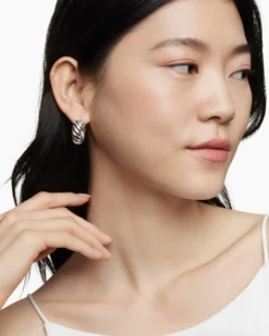 Sculpted Cable Hoop Earrings Sterling Silver, 25mm