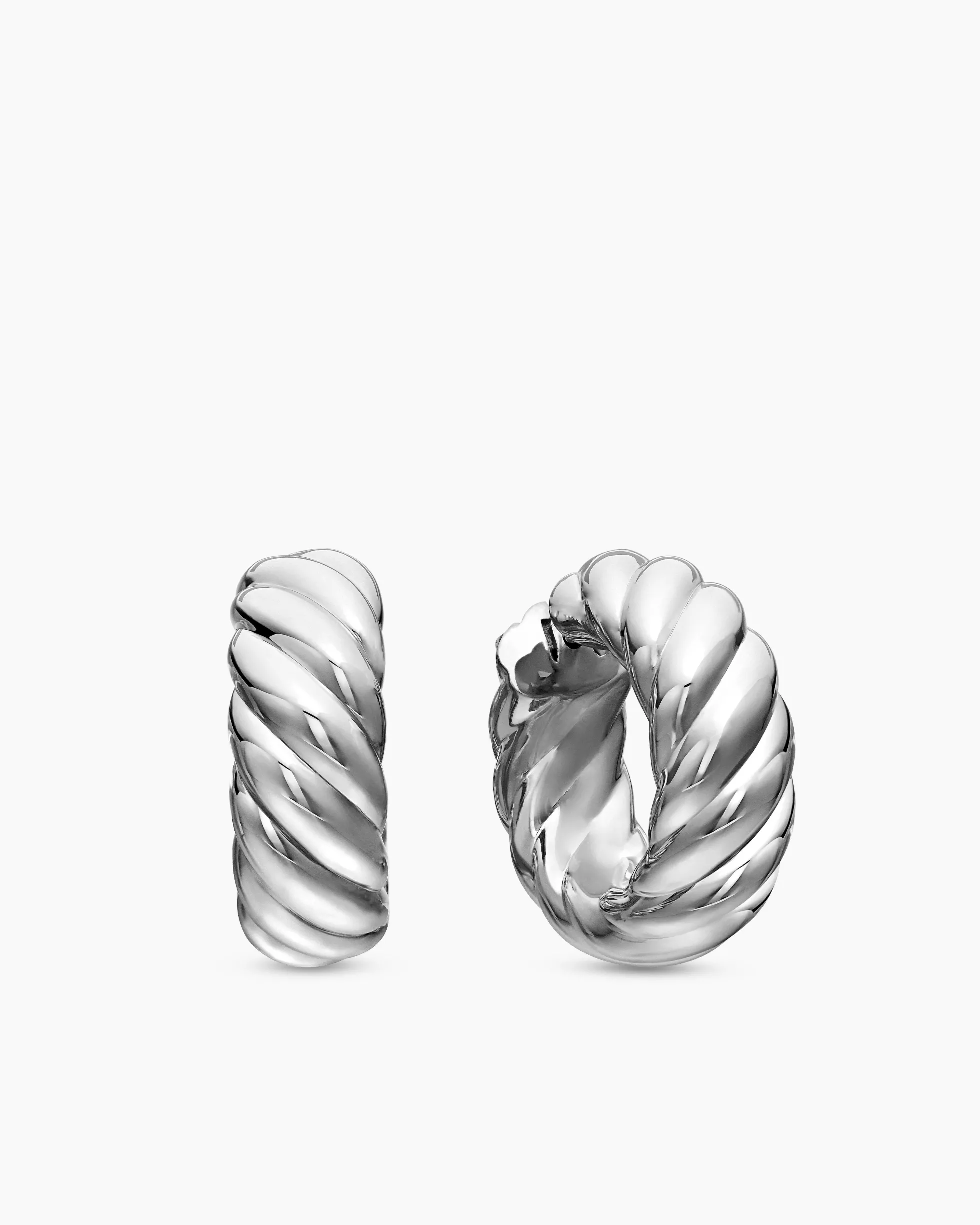 Sculpted Cable Hoop Earrings Sterling Silver, 25mm