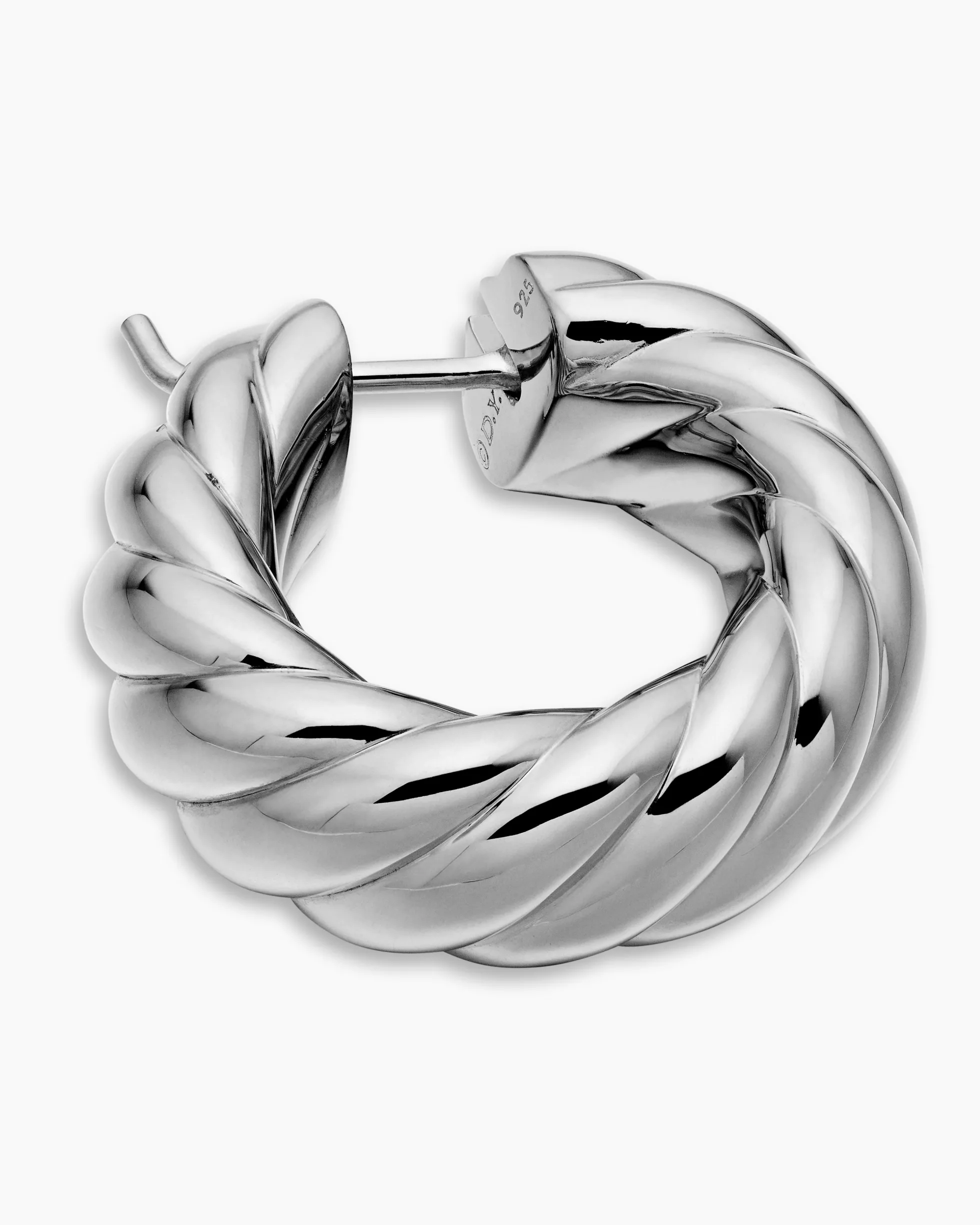 Sculpted Cable Hoop Earrings Sterling Silver, 25mm
