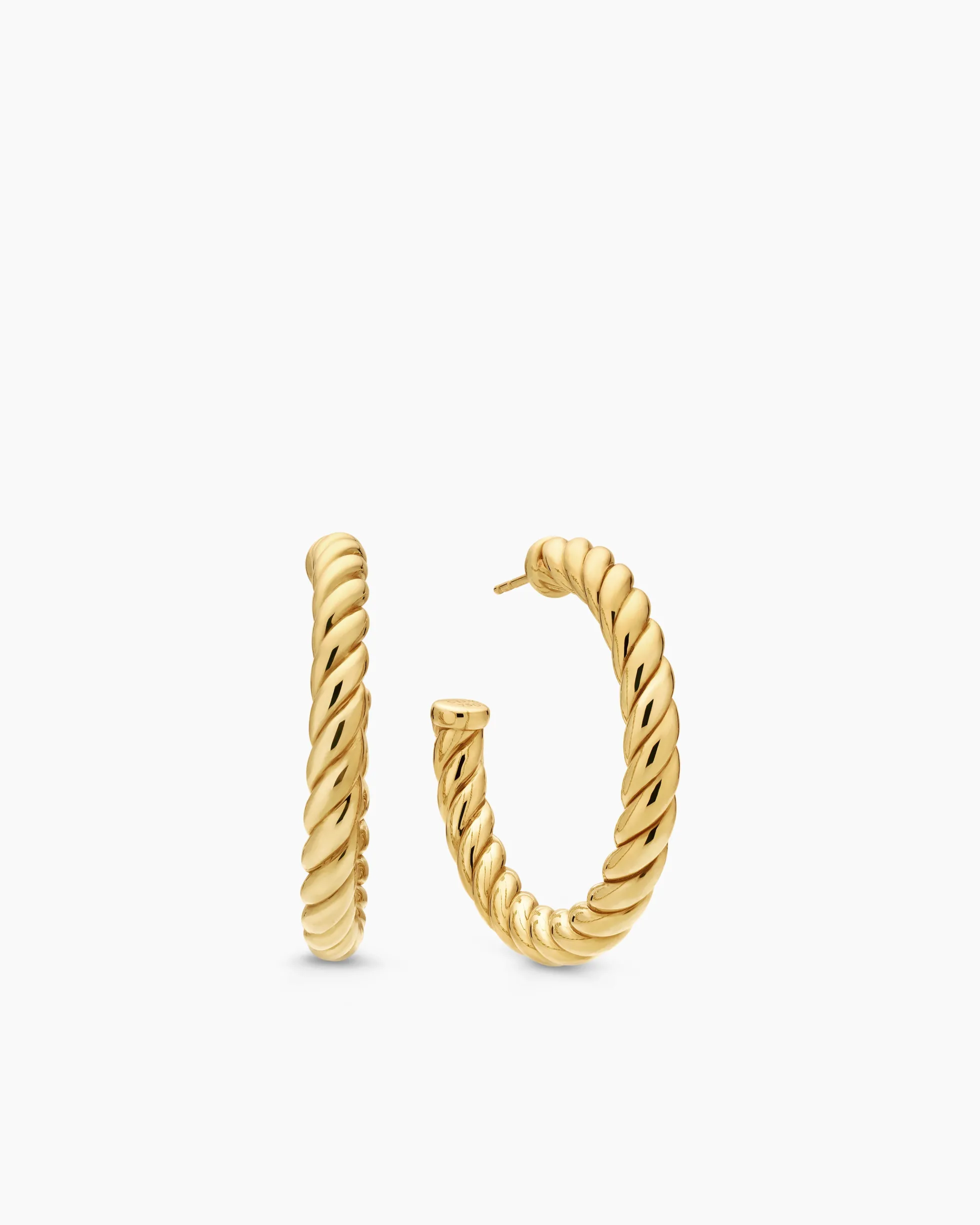Sculpted Cable Hoop Earrings 18K Yellow Gold, 40mm