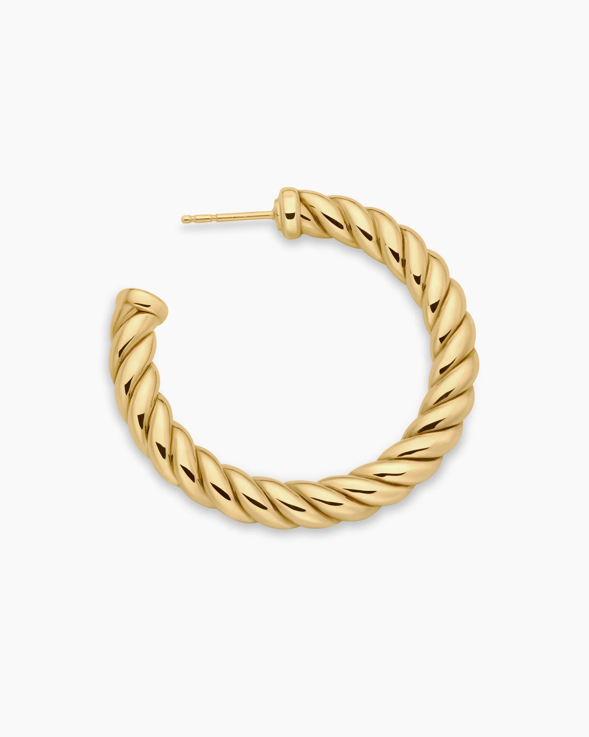 Sculpted Cable Hoop Earrings 18K Yellow Gold, 40mm