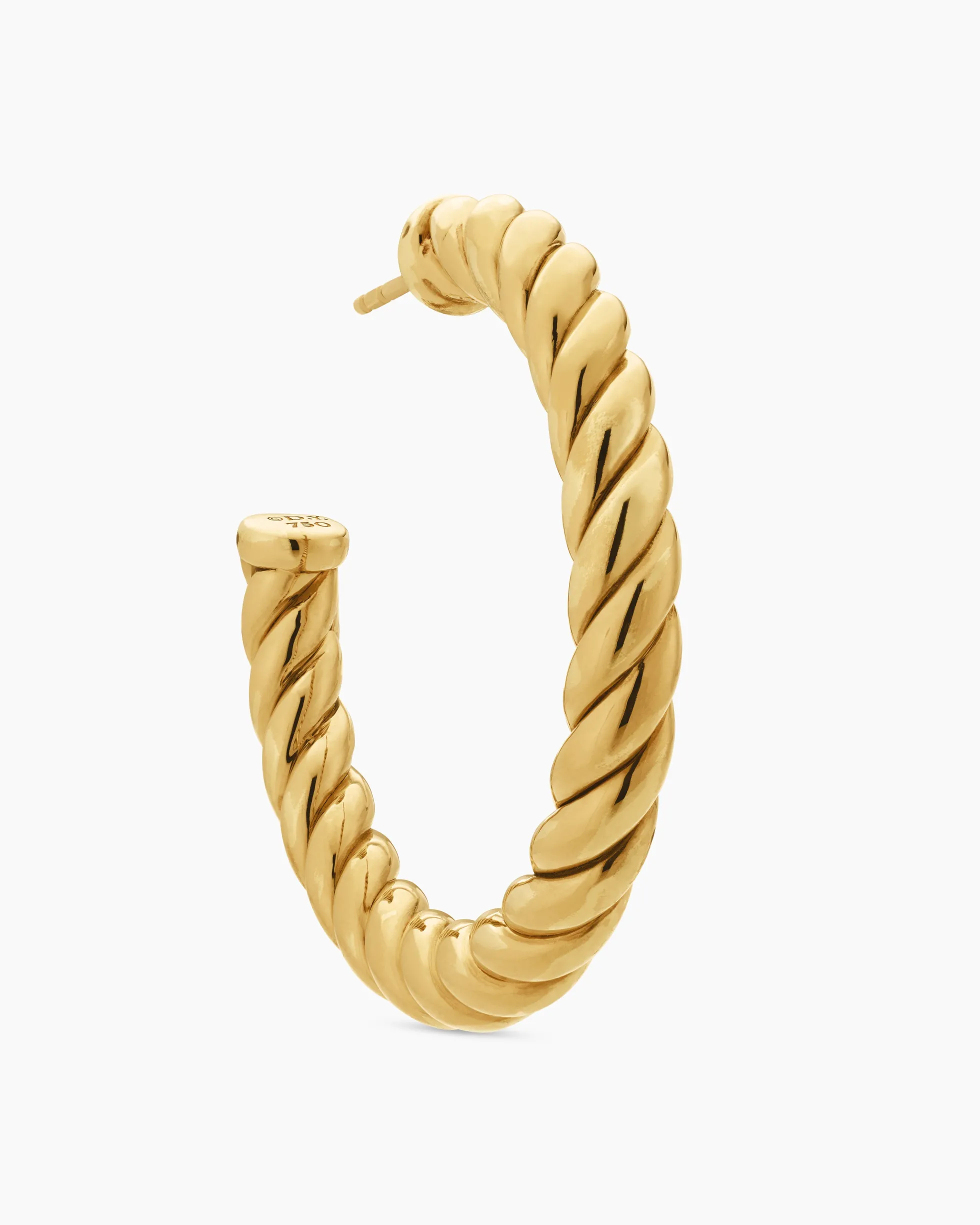Sculpted Cable Hoop Earrings 18K Yellow Gold, 40mm