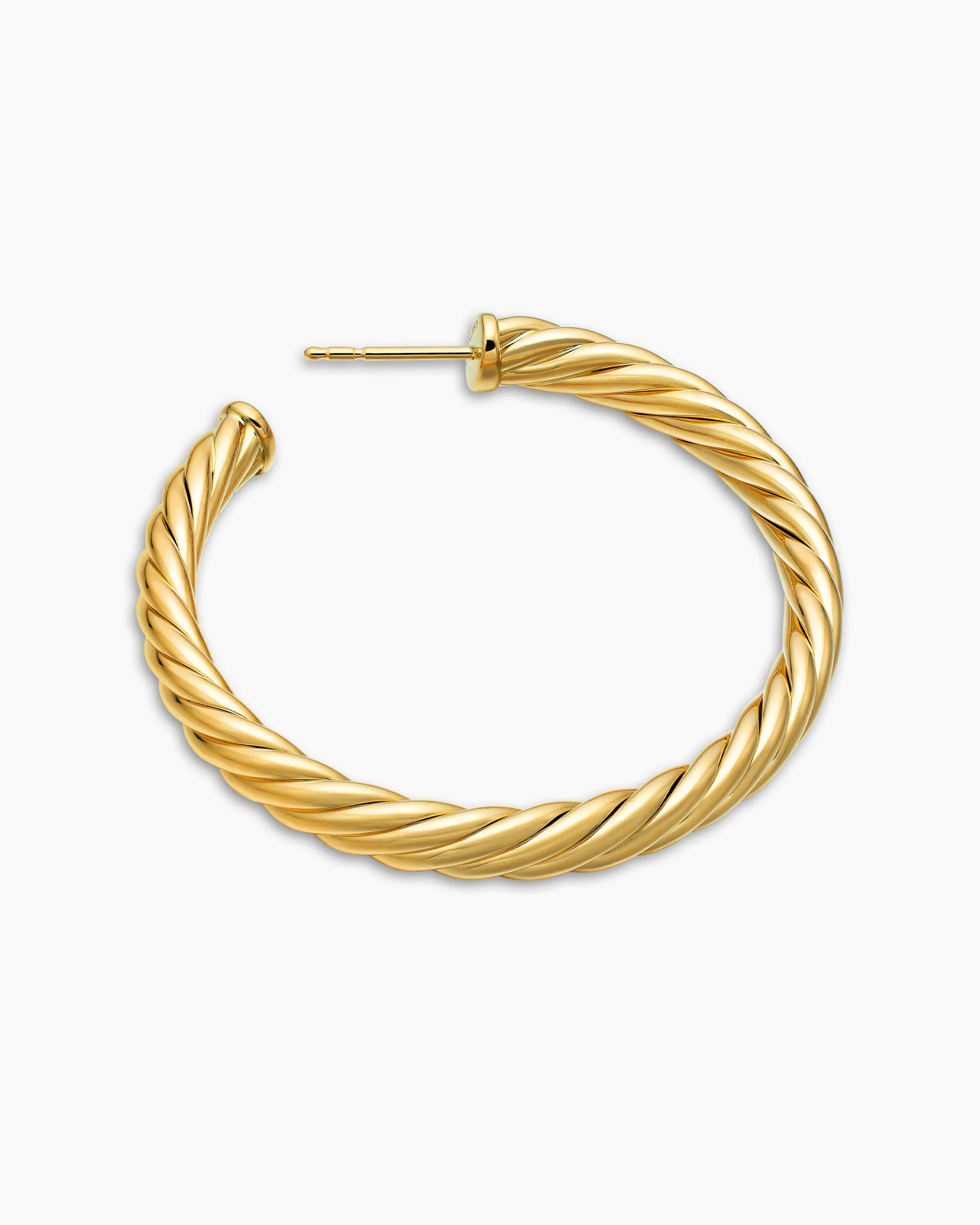 Sculpted Cable Hoop Earrings 18K Yellow Gold, 1.75in