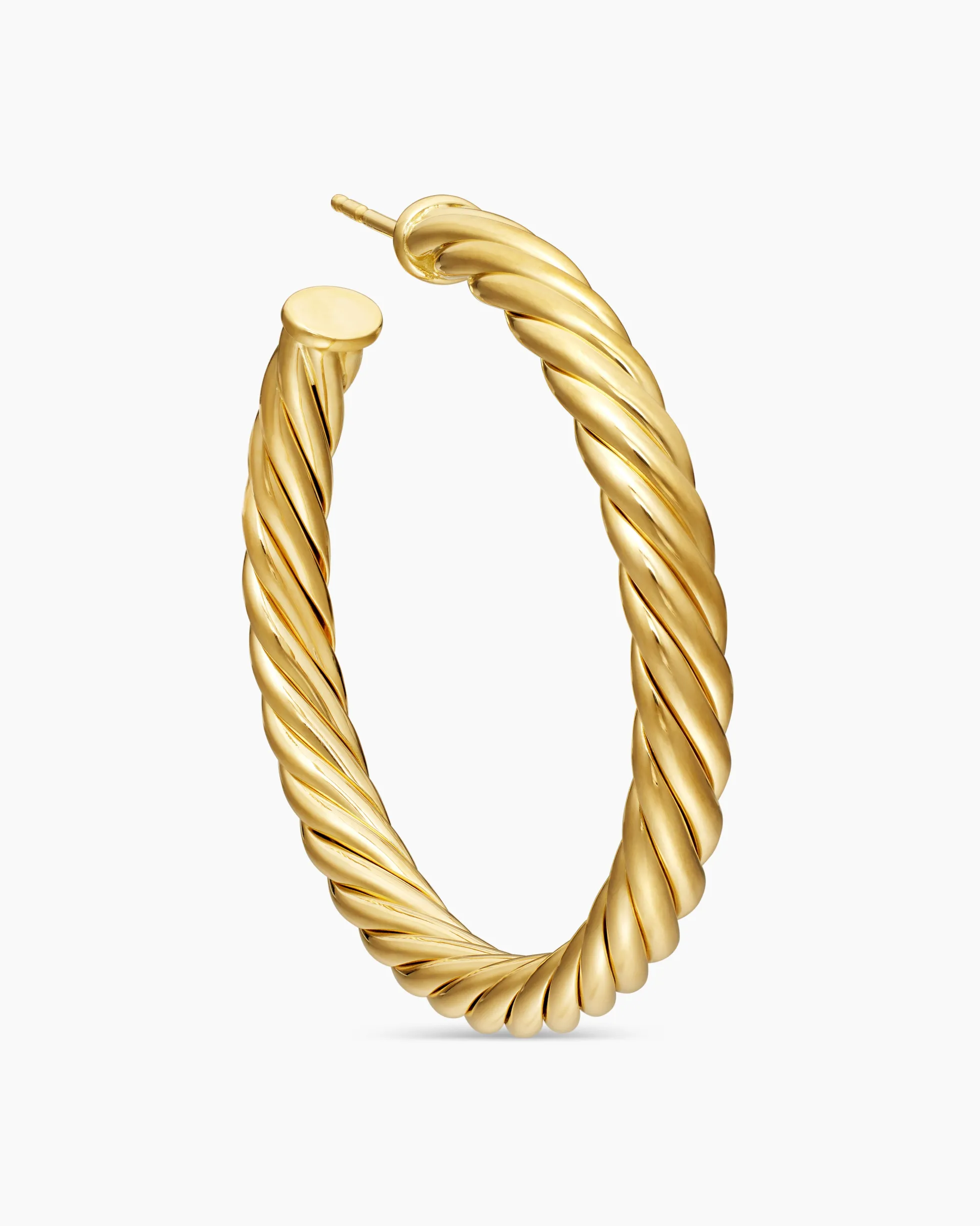 Sculpted Cable Hoop Earrings 18K Yellow Gold, 1.75in