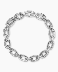 Sculpted Cable Link Bracelet Sterling Silver, 12mm