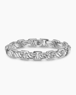 Sculpted Cable Link Bracelet Sterling Silver, 12mm