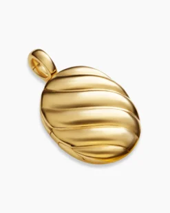 Sculpted Cable Locket 18K Yellow Gold, 24mm
