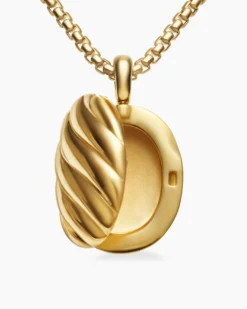 Sculpted Cable Locket 18K Yellow Gold, 24mm