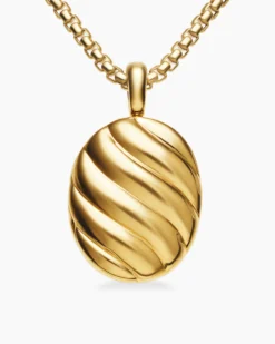 Sculpted Cable Locket 18K Yellow Gold, 24mm