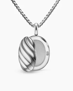 Sculpted Cable Locket Sterling Silver, 27mm