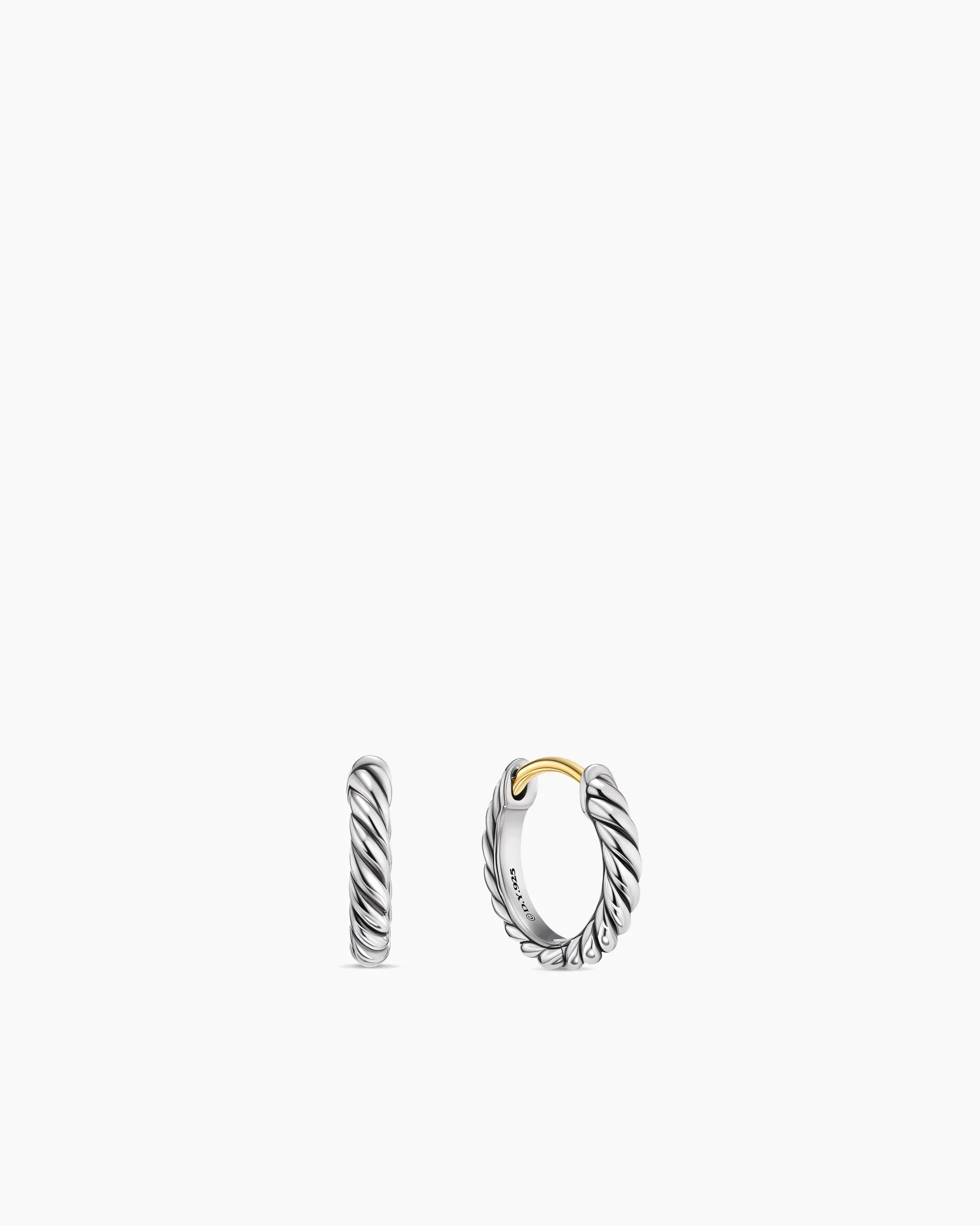 Sculpted Cable Micro Huggie Hoop Earrings Sterling Silver, 10.6mm