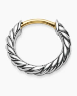 Sculpted Cable Micro Huggie Hoop Earrings Sterling Silver, 10.6mm