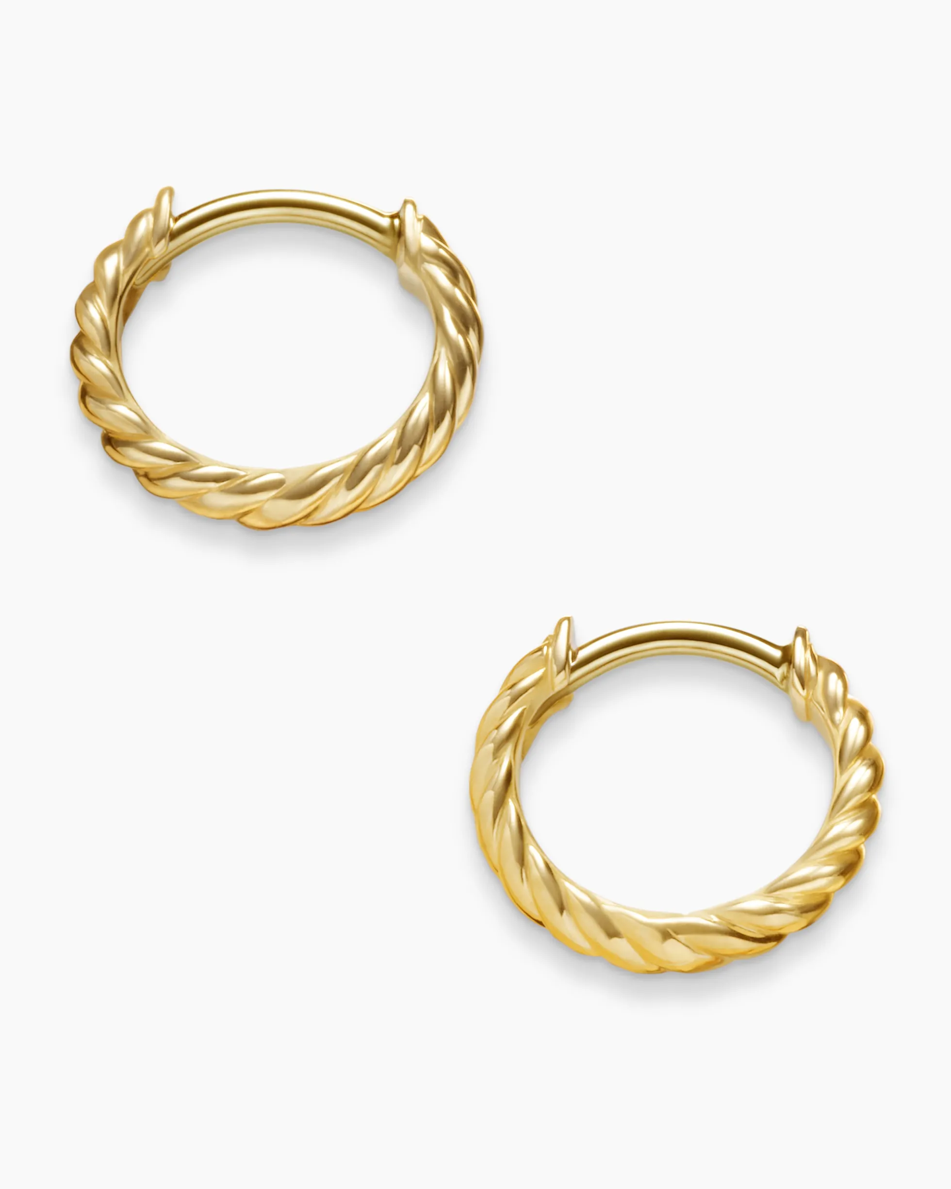Sculpted Cable Micro Huggie Hoop Earrings 18K Yellow Gold, 10.7mm