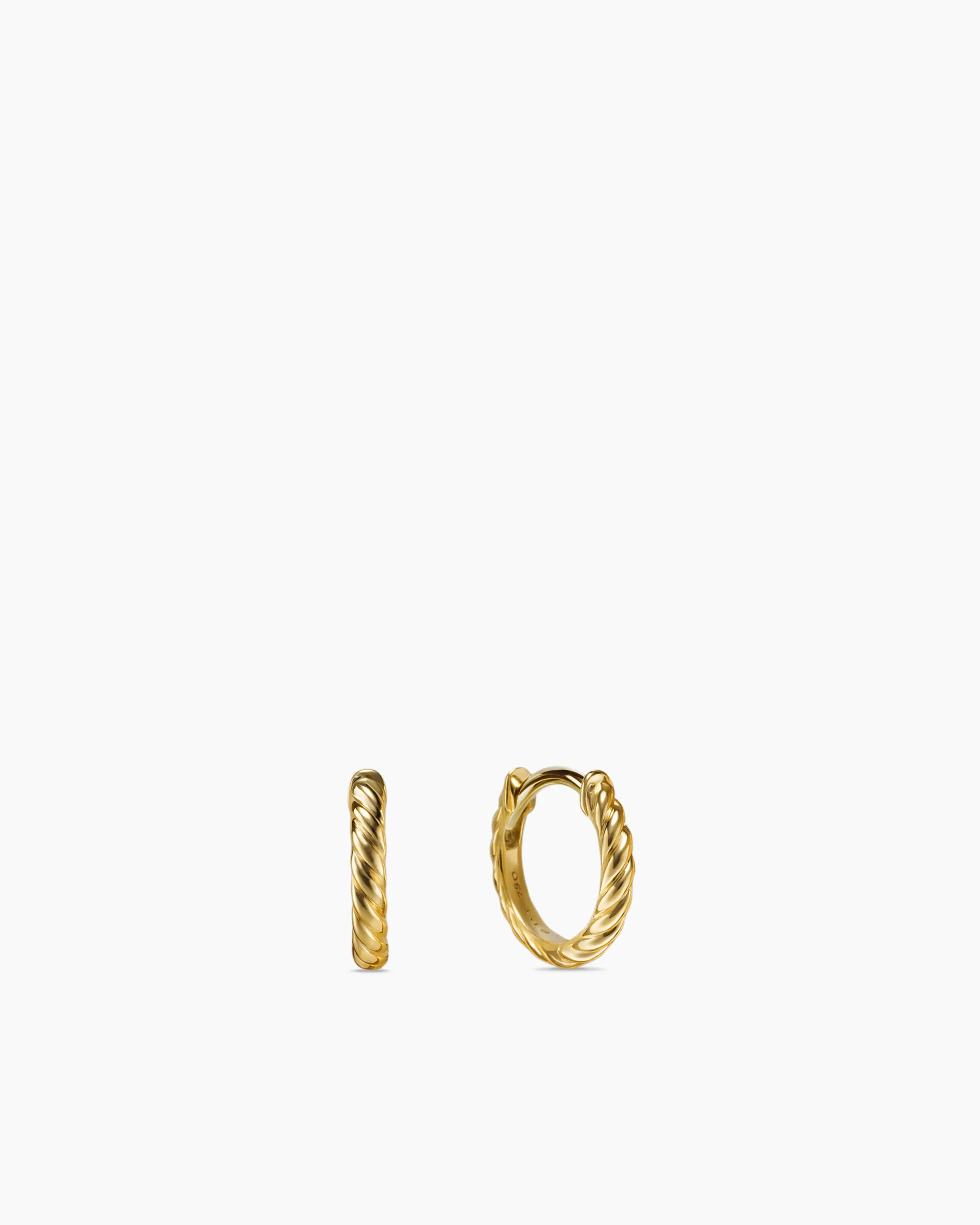 Sculpted Cable Micro Huggie Hoop Earrings 18K Yellow Gold, 10.7mm