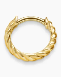 Sculpted Cable Micro Huggie Hoop Earrings 18K Yellow Gold, 10.7mm