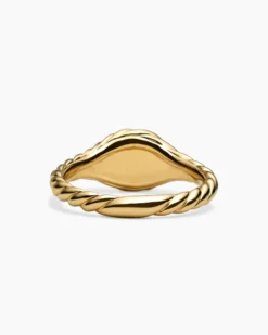 Sculpted Cable Micro Pinky Ring 18K Yellow Gold, 7mm