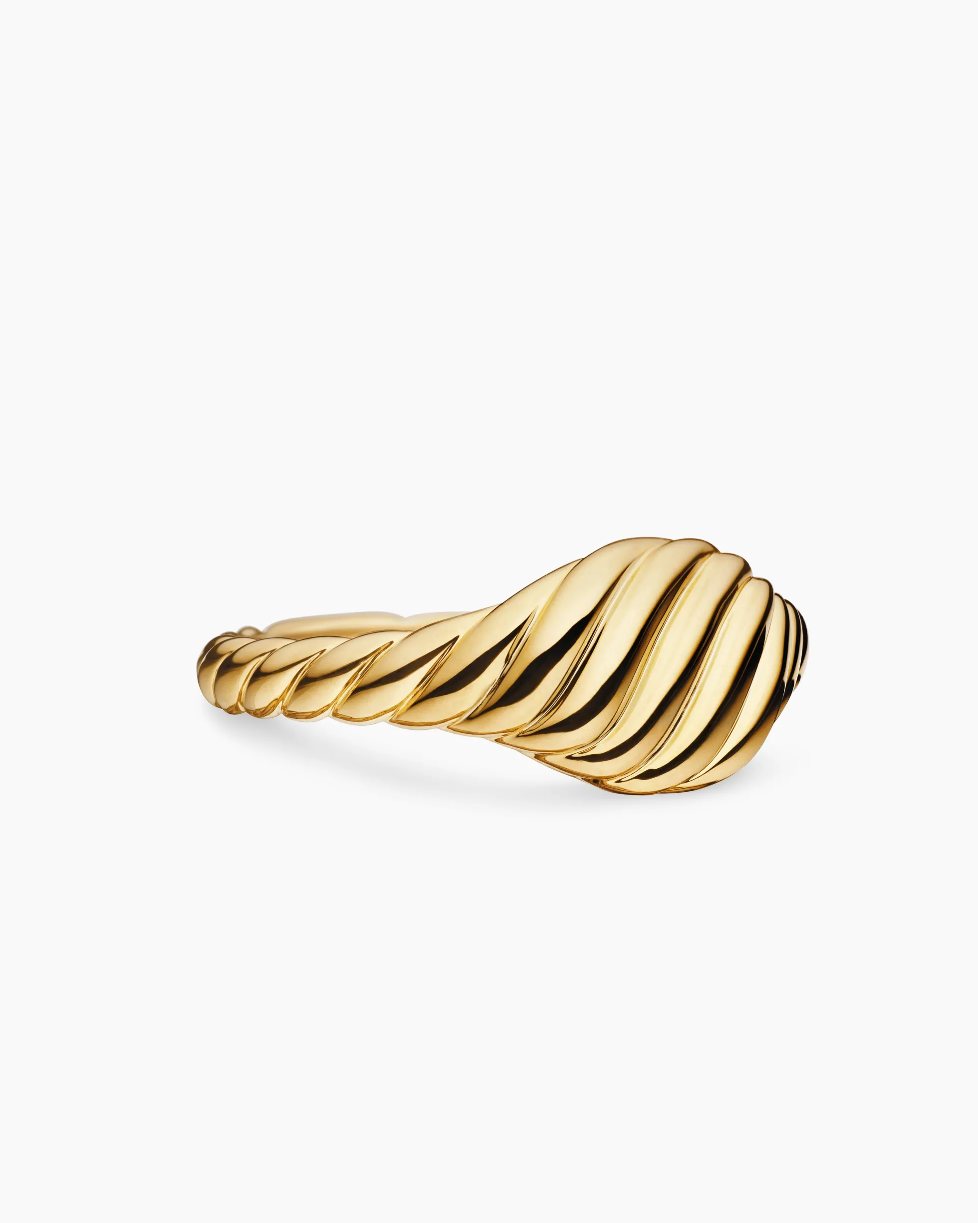 Sculpted Cable Micro Pinky Ring 18K Yellow Gold, 7mm