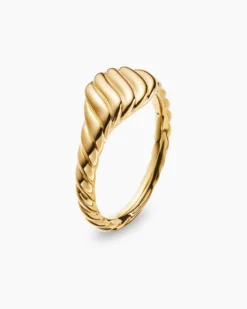 Sculpted Cable Micro Pinky Ring 18K Yellow Gold, 7mm