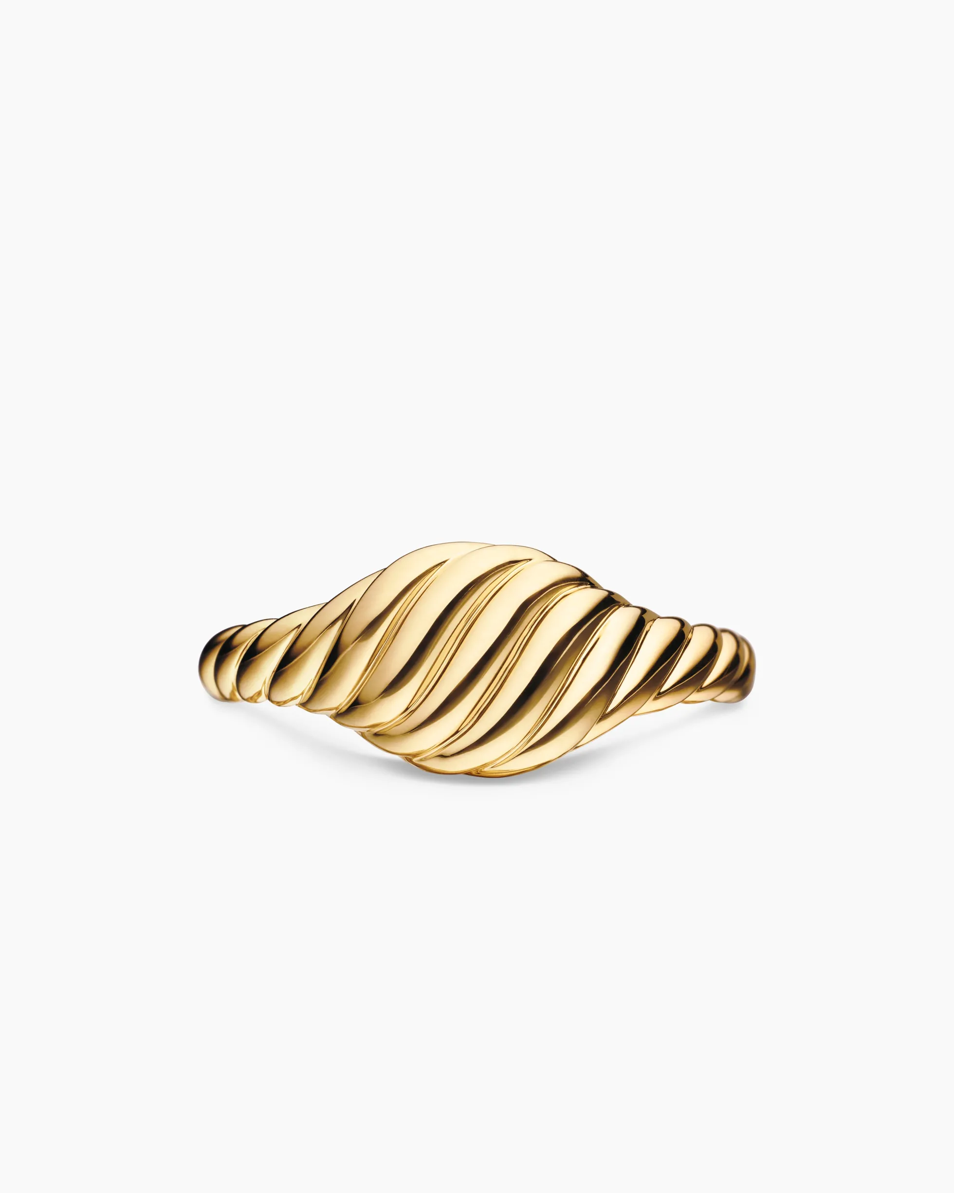 Sculpted Cable Micro Pinky Ring 18K Yellow Gold, 7mm