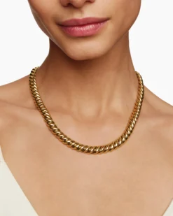Sculpted Cable Necklace 18K Yellow Gold, 8.5mm