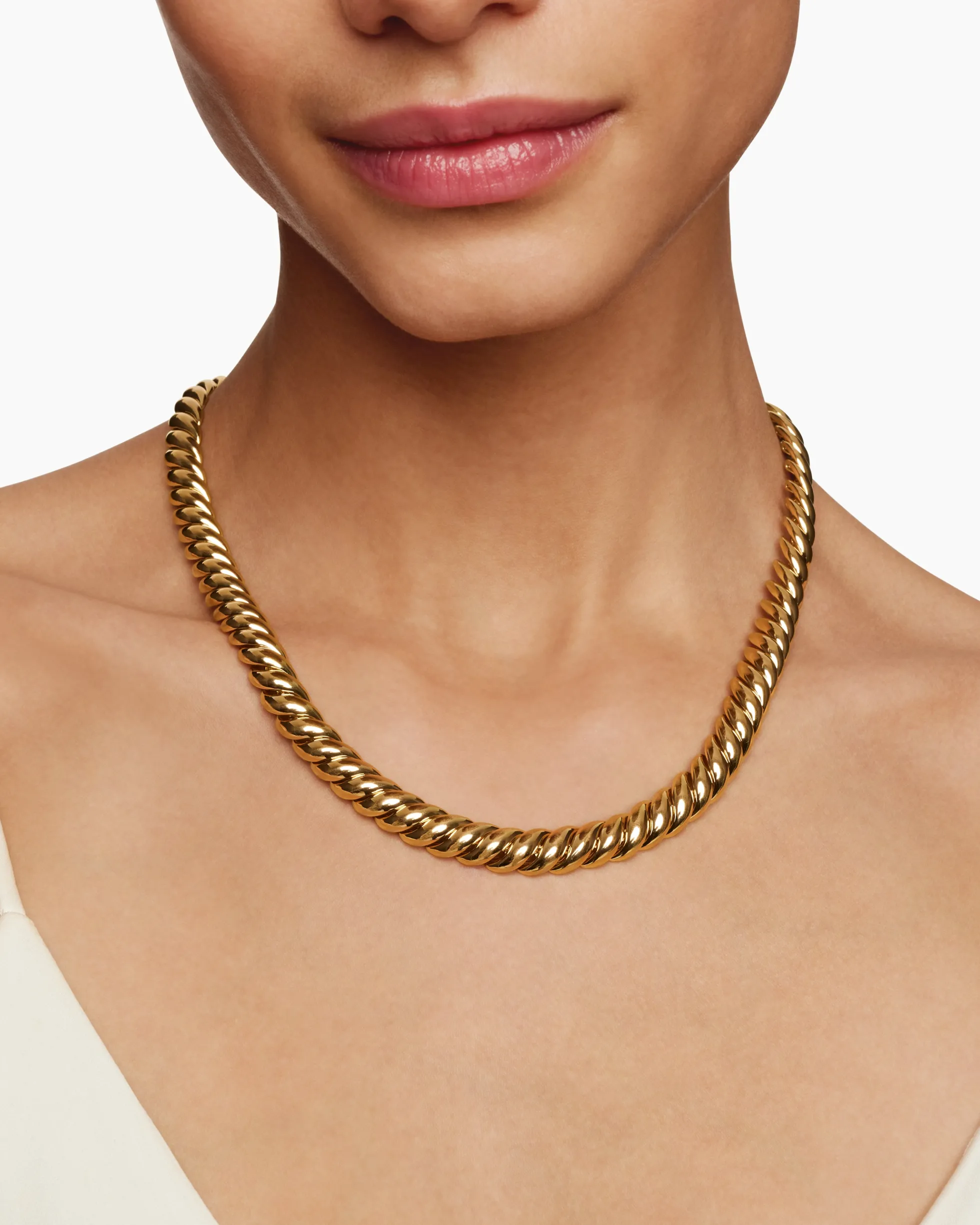 Sculpted Cable Necklace 18K Yellow Gold, 8.5mm