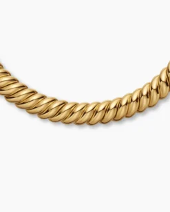 Sculpted Cable Necklace 18K Yellow Gold, 14mm