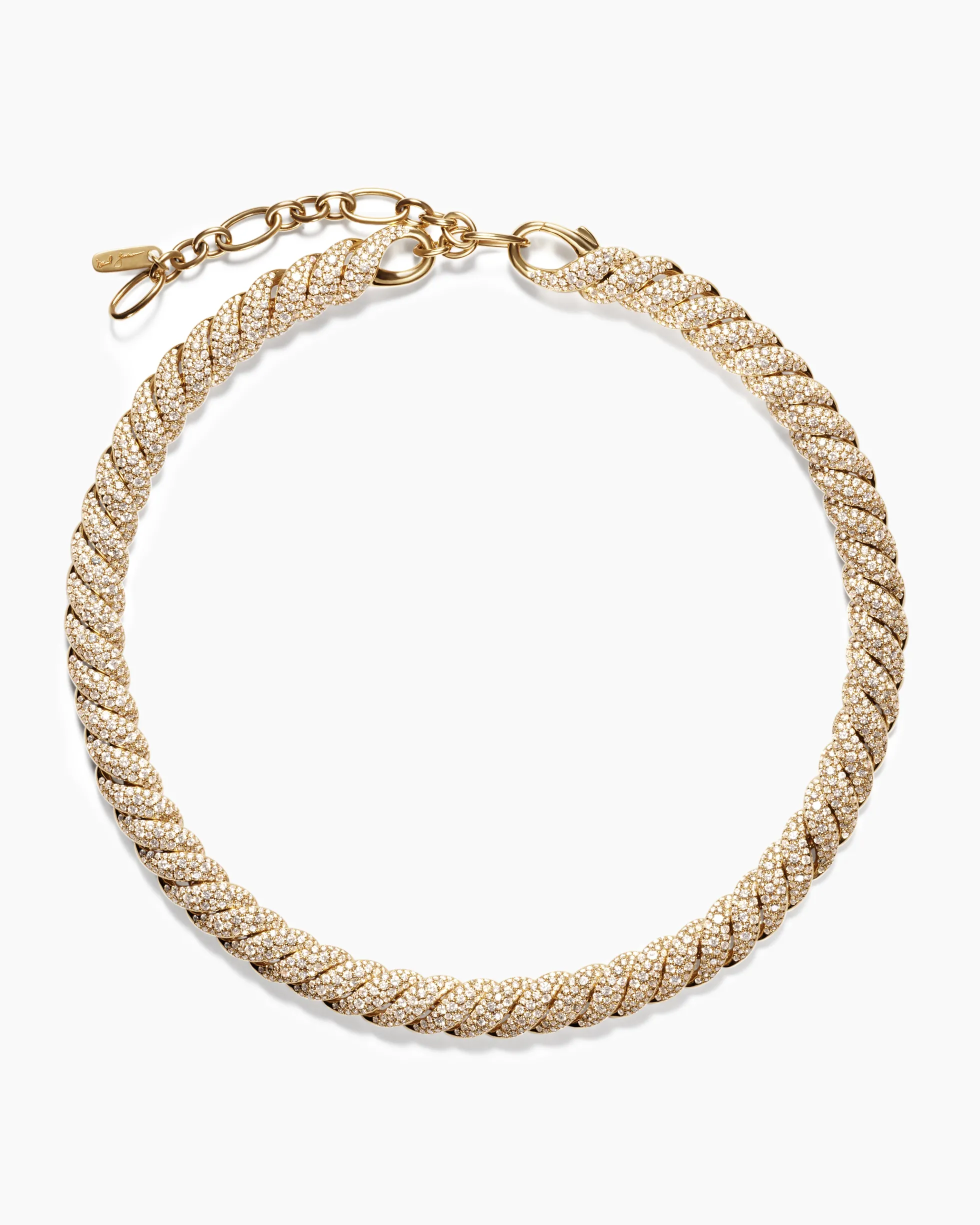 Sculpted Cable Necklace 18K Yellow Gold with Diamonds, 8.5mm