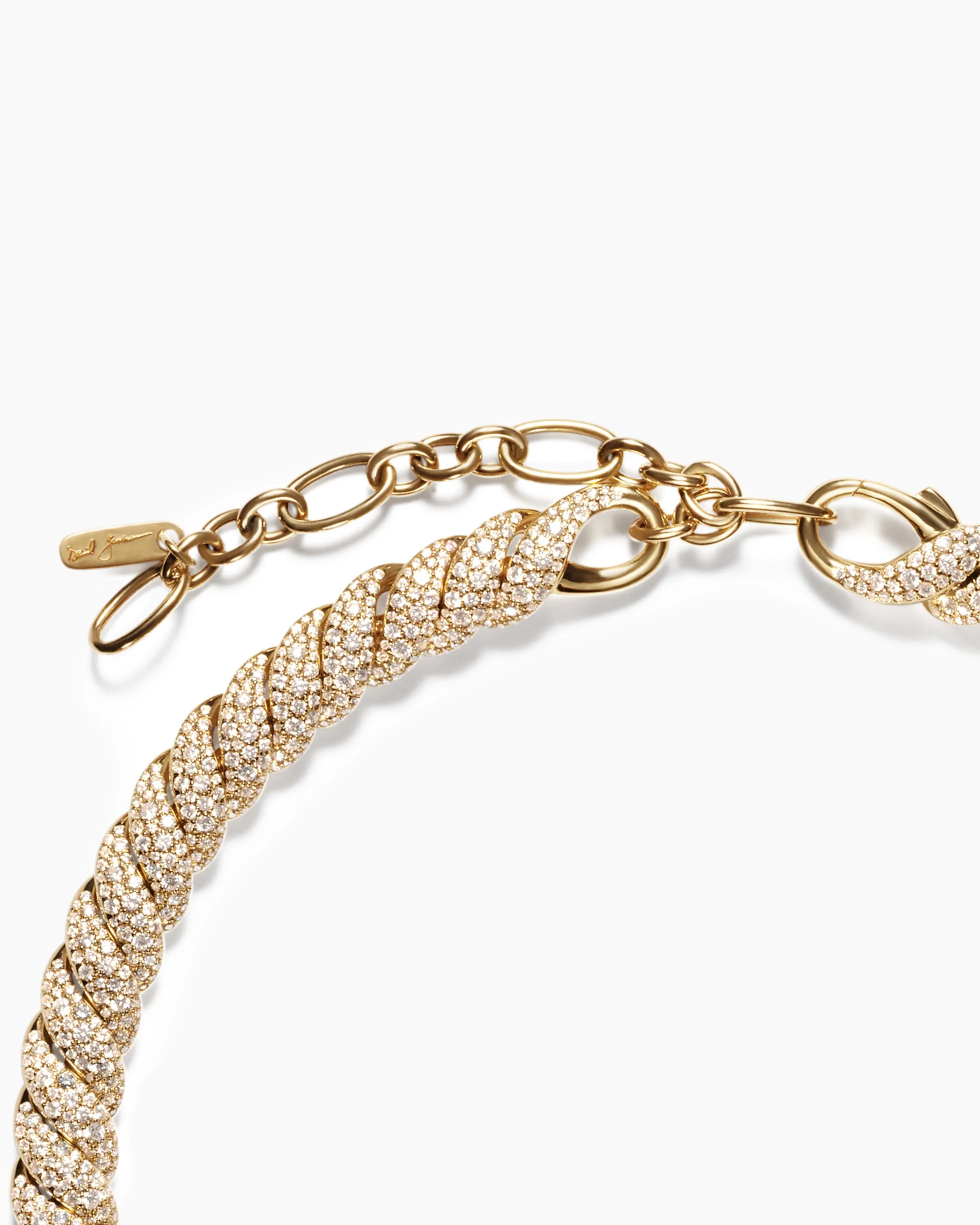 Sculpted Cable Necklace 18K Yellow Gold with Diamonds, 8.5mm