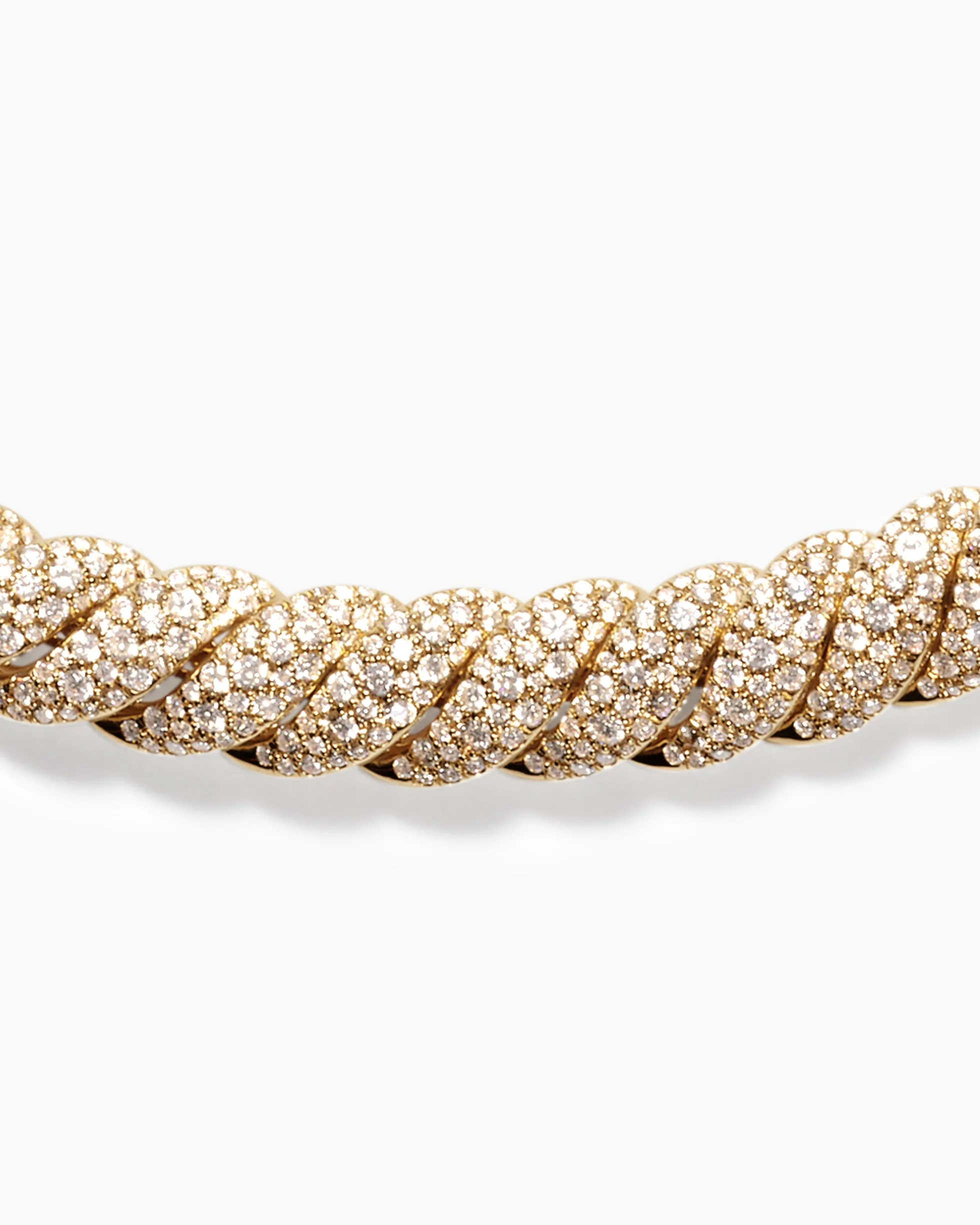 Sculpted Cable Necklace 18K Yellow Gold with Diamonds, 8.5mm