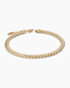 Sculpted Cable Necklace 18K Yellow Gold with Diamonds, 8.5mm