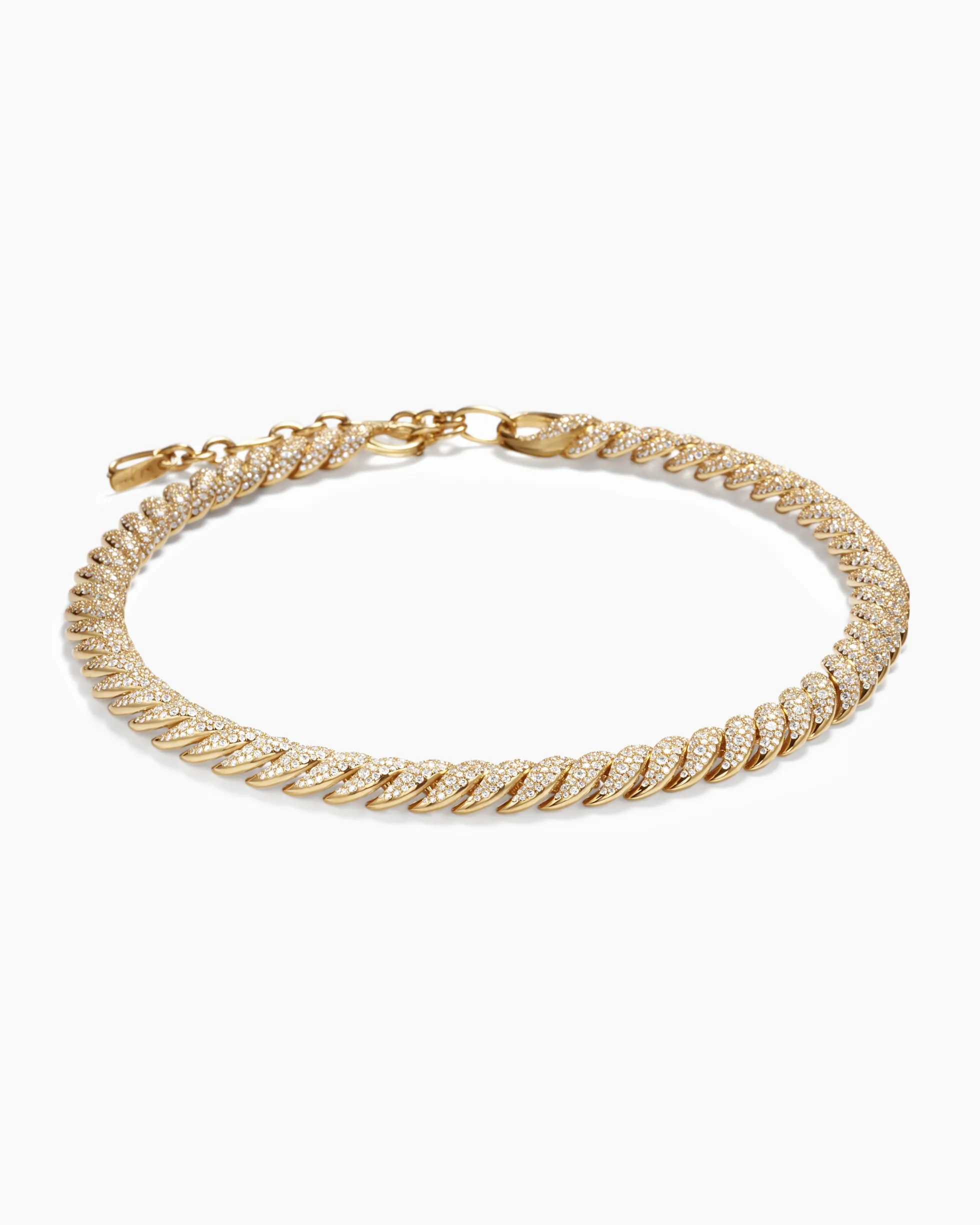Sculpted Cable Necklace 18K Yellow Gold with Diamonds, 8.5mm