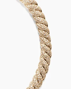 Sculpted Cable Necklace 18K Yellow Gold with Diamonds, 8.5mm