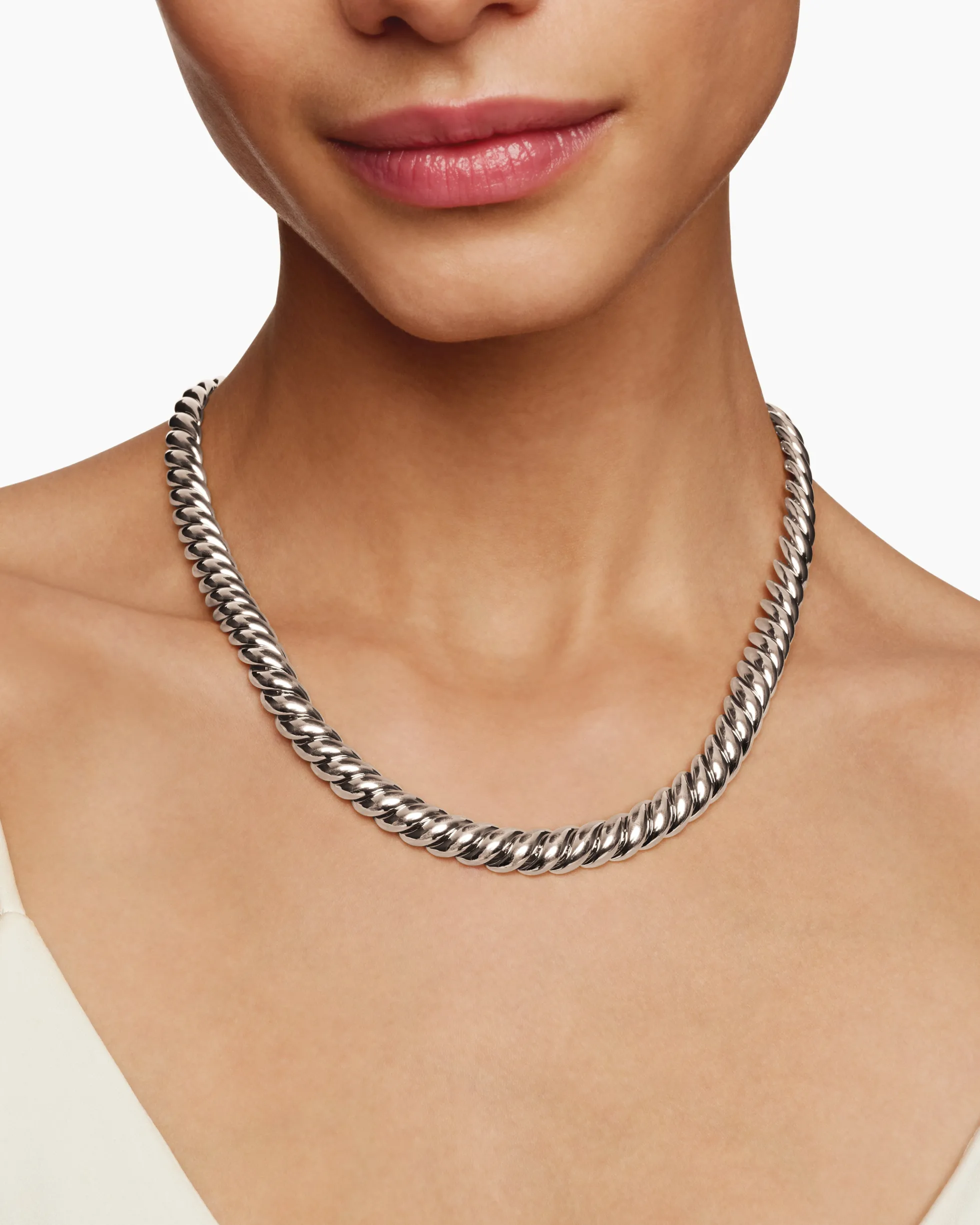 Sculpted Cable Necklace Sterling Silver, 8.5mm