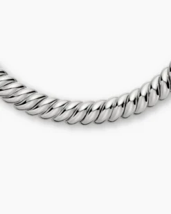 Sculpted Cable Necklace Sterling Silver, 14mm