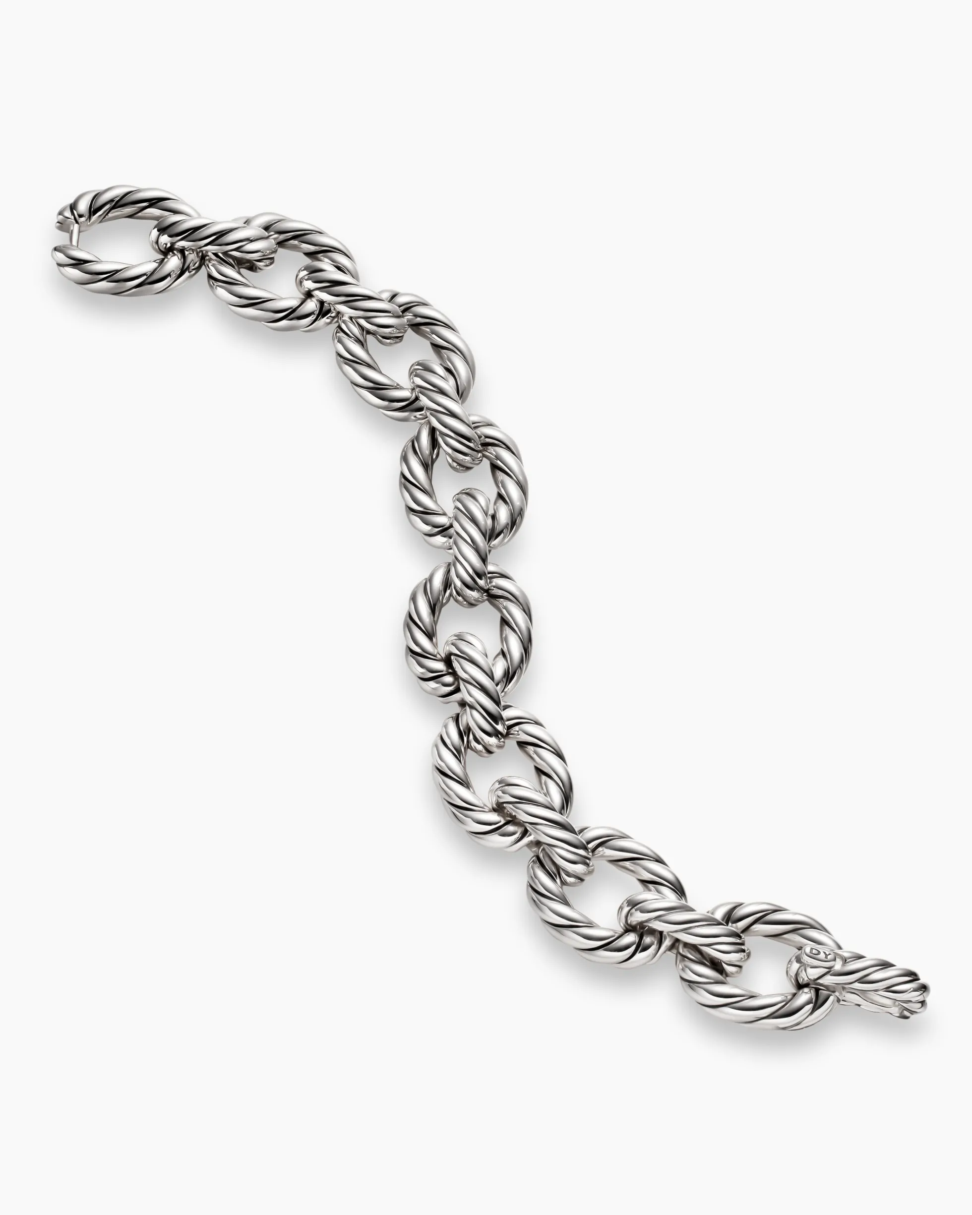 Sculpted Cable Oval Link Bracelet Sterling Silver, 18mm