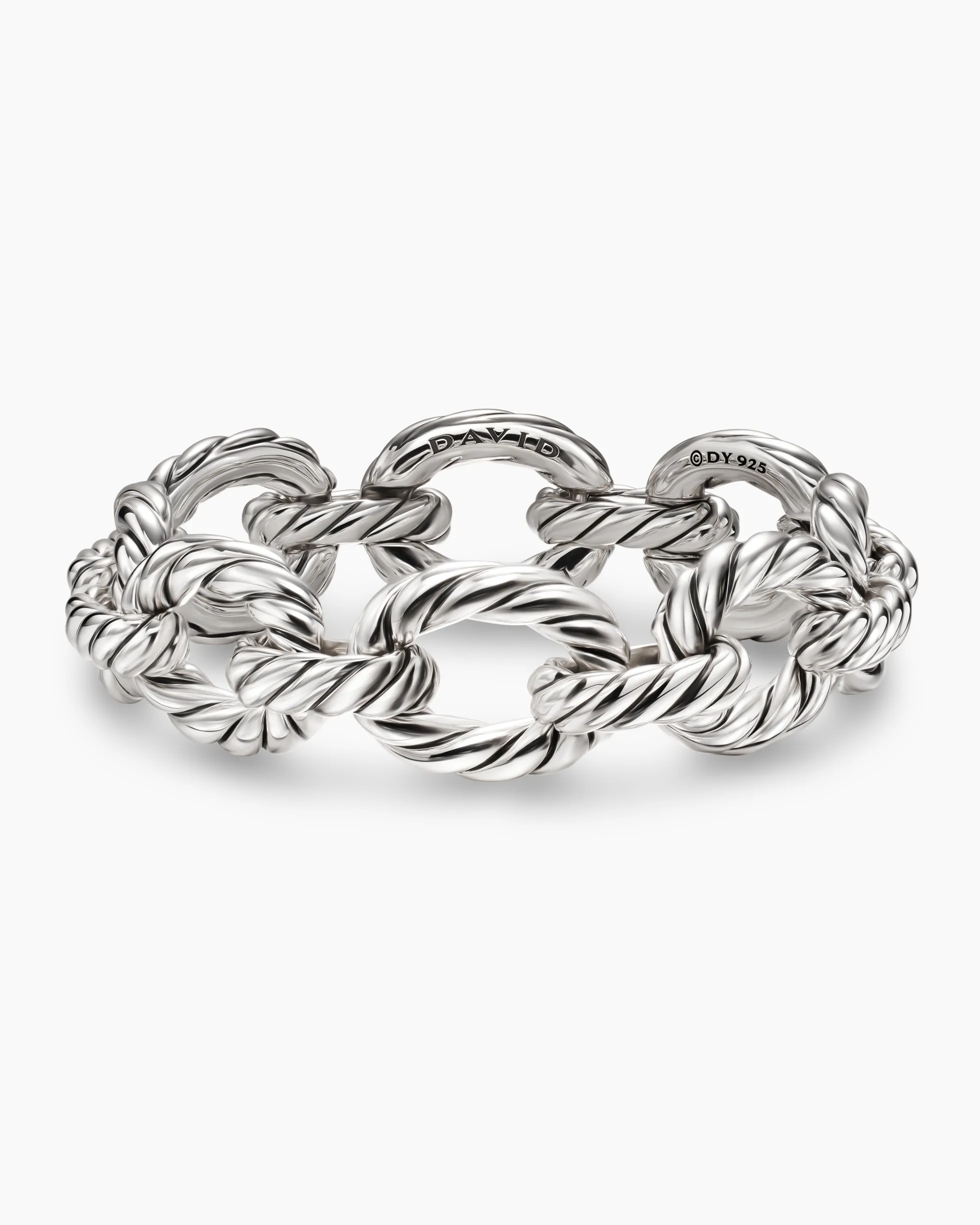 Sculpted Cable Oval Link Bracelet Sterling Silver, 18mm